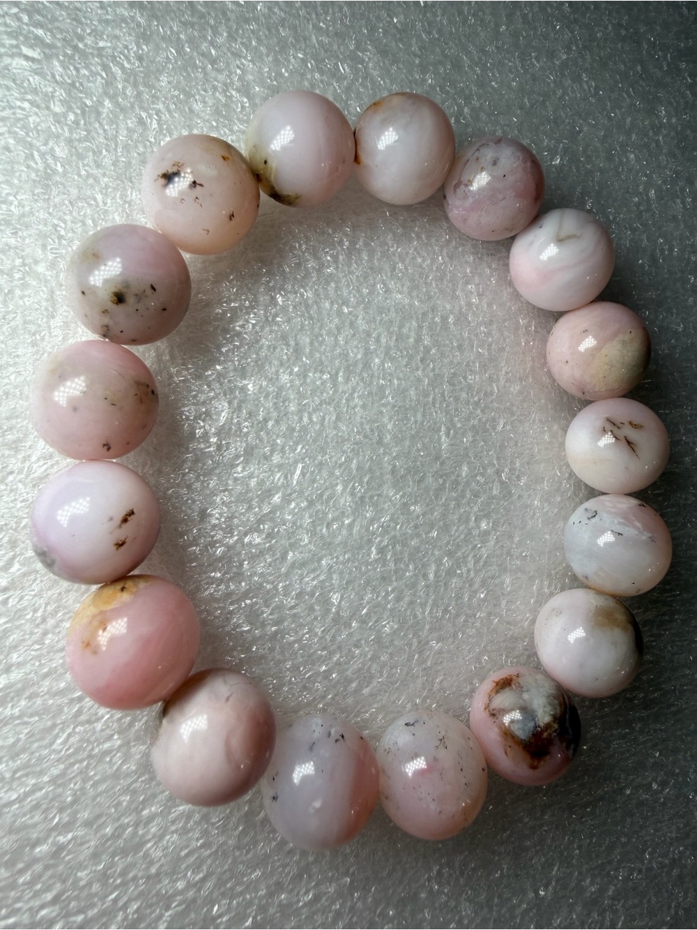 Beautiful 12MM Pink Opal Natural Crystal Bracelet